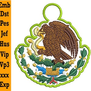 Mexican Eagle Embroidery Design – Instant Download Digital Machine Embroidery Pattern – Multiple Formats Included
