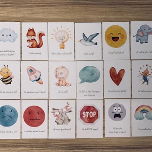 Bemoedigende kaarten voor kinderen | 18 stuks | Bevestigingskaarten met dieren en liefdevolle spreuken | Mindfulness voor kinderen | Cadeau | routine