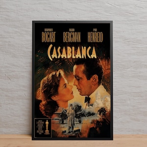 Casablanca-poster | Muurkunst | Kraftpapier print | Retroposter | Wanddecoratie | Woondecoraties | Cadeauposter | Filmposter
