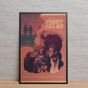 Poster du club de combat | Art mural | Impression sur papier kraft | affiche rétro | Décoration murale | Décoration d'intérieur | Poster cadeau | Affiche de film