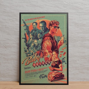 Póster de Baby Driver / Arte de pared / Impresión en papel Kraft / Póster retro / Decoración de pared / Decoración del hogar / Póster de regalo / Póster de película