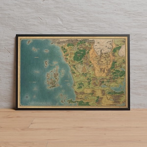 Dungeons and Dragons Faerun Map Poster / Arte murale / Stampa su carta Kraft / Poster retrò / Decorazione murale / Arredamento per la casa / Poster regalo / Poster del gioco
