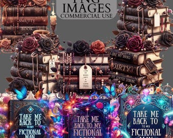 Romance épicée, pile de livres II | Clipart PNG livresque torride | 8 images