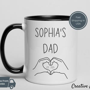 Custom Dad Mug, First Time Dad Gift, Personalized Coffee Mug, New Dad Gift Ideas, Custom Name Mug, Large Coffee Mug, Gift for Dad Est. 2025