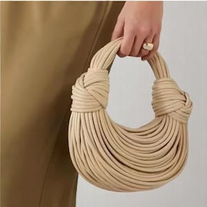 Sac hobo de luxe tissé à la main 2024 | Porte-monnaie de créateur pour nouilles | Pochette de soirée nouée en corde | Sac à main chic pour femme