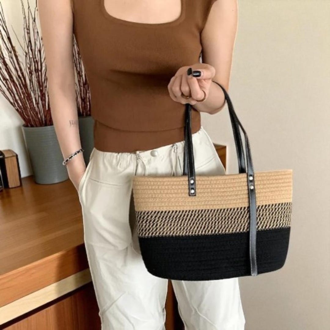 Handmade Rattan Beach Tote – Woven Straw Shoulder Bag - Etsy