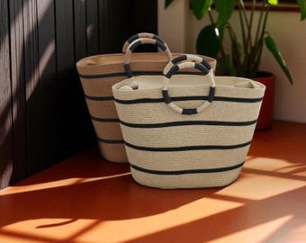 Sac fourre-tout en paille tissée : sac à main de plage de grande capacité