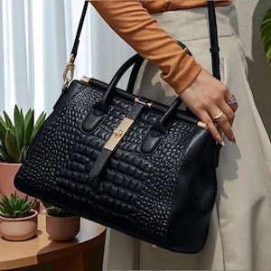 Retro Crocodile Pattern Leather Tote Bag for Women, Luxury Nature Leather Shoulder Handbag, Female Fashion Purse
