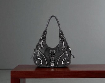 Y2K Shoulder Bag: Vintage PU Leather Tote - Retro American