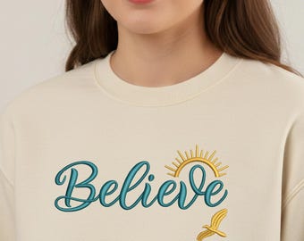 Believe-borduurontwerp, Faith Quote-machineborduurwerk (digitale download)