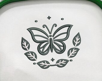 Blumen Schmetterling Monogramm Stickdatei, Kranz Rahmen Maschinenstickdatei, Schmetterling Monogramm Muster, PES DST Instant Download