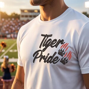 Stickdatei „Tiger Pride Maskottchen“, individueller Stickaufnäher, Stickdatei für Schulmannschaften, PES- und DST-Sofortdownload