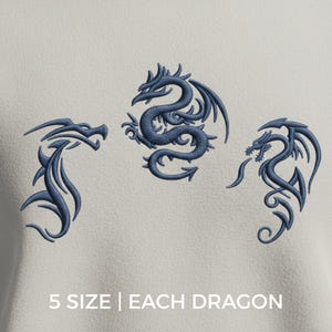 Dragon Embroidery Design Bundle, Japanese Dragon Machine Embroidery File, Tattoo Dragon Anime Streetwear, PES DST Instant Download