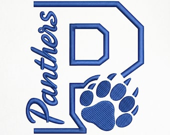 Panther Maskottchen Stickdatei, Schule Team Logo Stickdatei, Maschinenstickerei, PES DST JEF Sofort Download