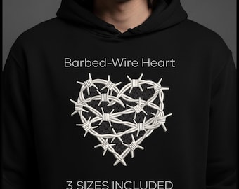 Stacheldraht Herz Stickdatei, Gothic Valentinstag Logo (Digitale Dateien)