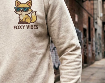 Foxy Vibes Fox borduurwerk ontwerpen | Dierenpatroon zonnebril (digitale download)