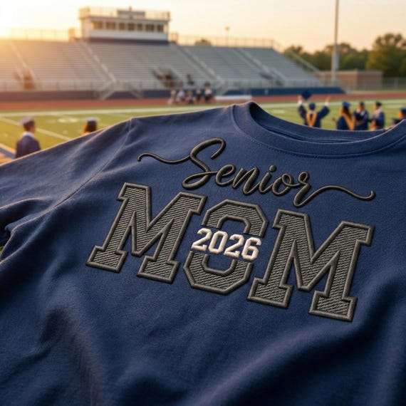 Senior Mom 2026 Machine Embroidery Design | Graduation Mama Logo | Varsity Class of 2026 Download