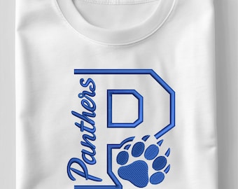 Panterborduurontwerp, panter, poot, mascotte, machine, ontwerp | School Spirit machineborduurbestand | PES Zomertijd JEF Directe download