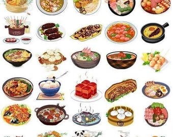 Clipart Chinees eten cartoon – 200 handgetekende illustraties (digitale afbeeldingen)