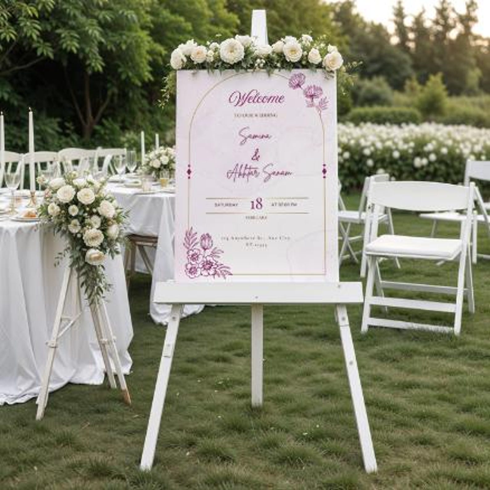 Editable Pink Floral Wedding Welcome Sign | 24x36 Reception Poster ...