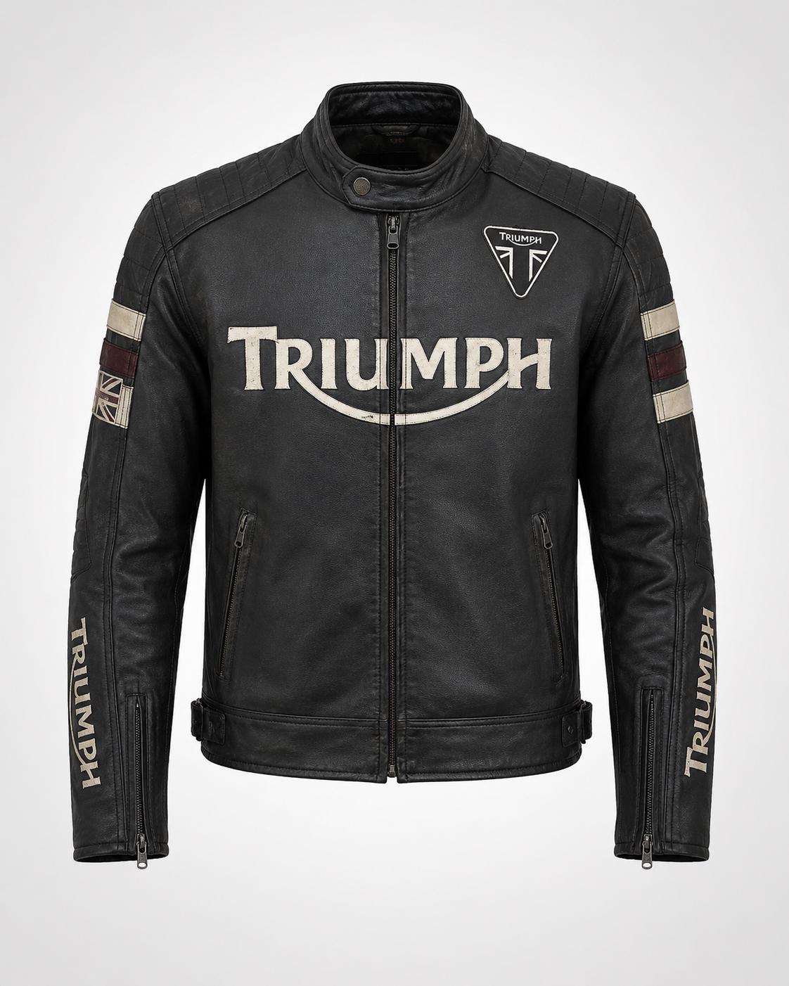 TRIUMPH レザージャケットブラック Triumph motorcycle leather jacket - Etsy 日本