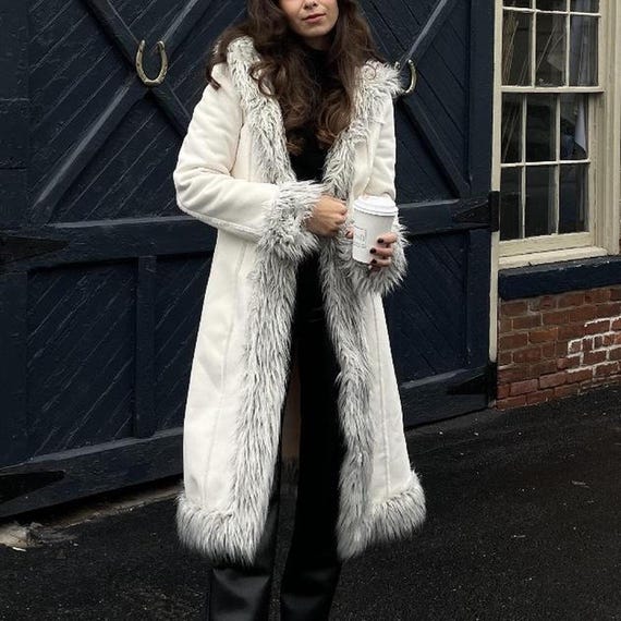 Vintage 70s Penny Lane Suede Shearling Coat: Hooded Afghan Style