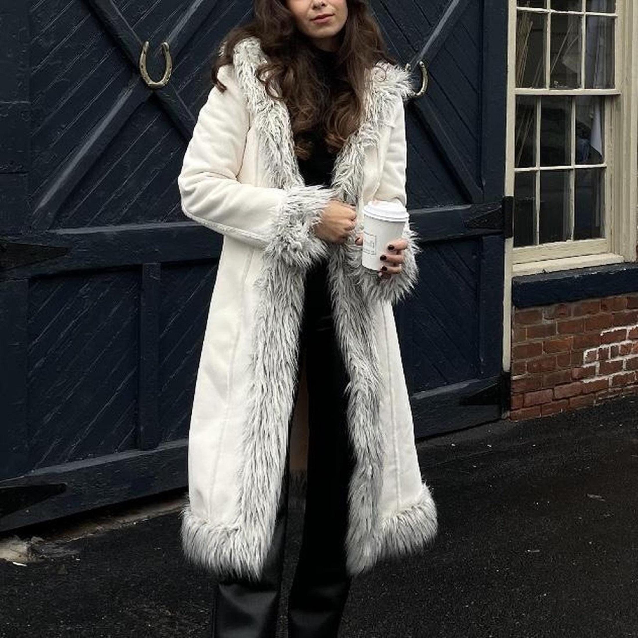 Vintage 70s Penny Lane Suede Shearling Coat: Hooded Afghan