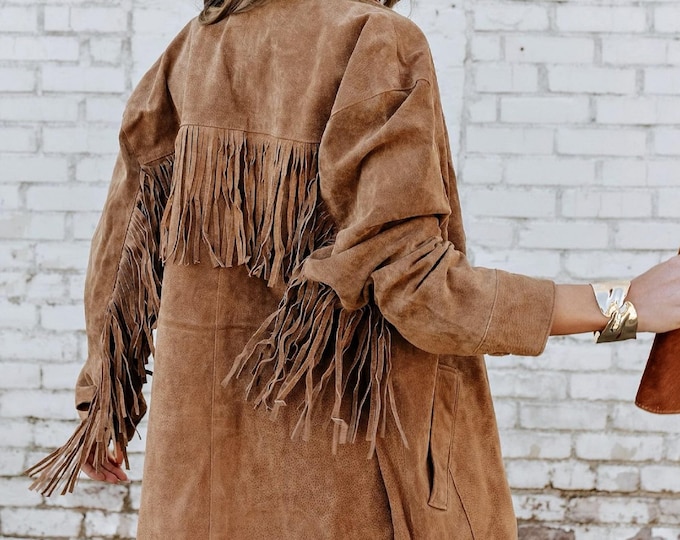 Vintage 1970s Suede Fringe Jacket: Western Cowboy Cowgirl Style