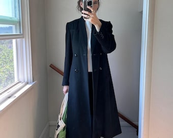 Women’s Black Wool Long Coat | Double Breasted Winter Overcoat | Classic Wool Trench Gifts For Womens XXS–3XL