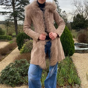Vintage 70s Afghan Coat: Suede & Shearling Trim - Penny Lane Style