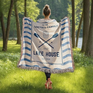 Personalized Lake House Blanket: Rustic Waterfront Family Keepsake