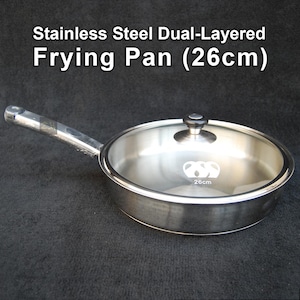 Frying Pan for Cooking | With Glass Lid | 26cm | Dual-layered | Stainless Steel