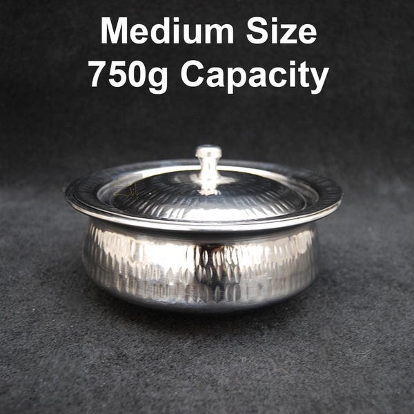 Steel Bowl for Serving | 7 Inch | 750g capacity | Hammered Design