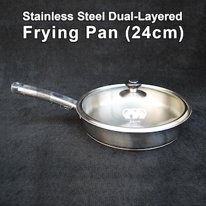 Frying Pan for Cooking | With Glass Lid | 24cm | Dual-layered | Stainless Steel
