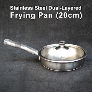 Frying Pan for Cooking | With Glass Lid | 20cm | Dual-layered | Stainless Steel