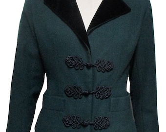 YSL Yves Saint Laurent Rive Gauche Green Wool Jacket FrSz 36