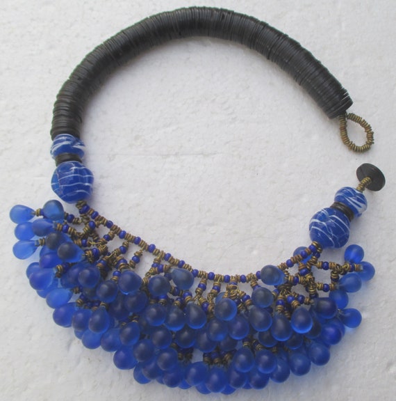 Blue ART GLASS Choker/Necklace