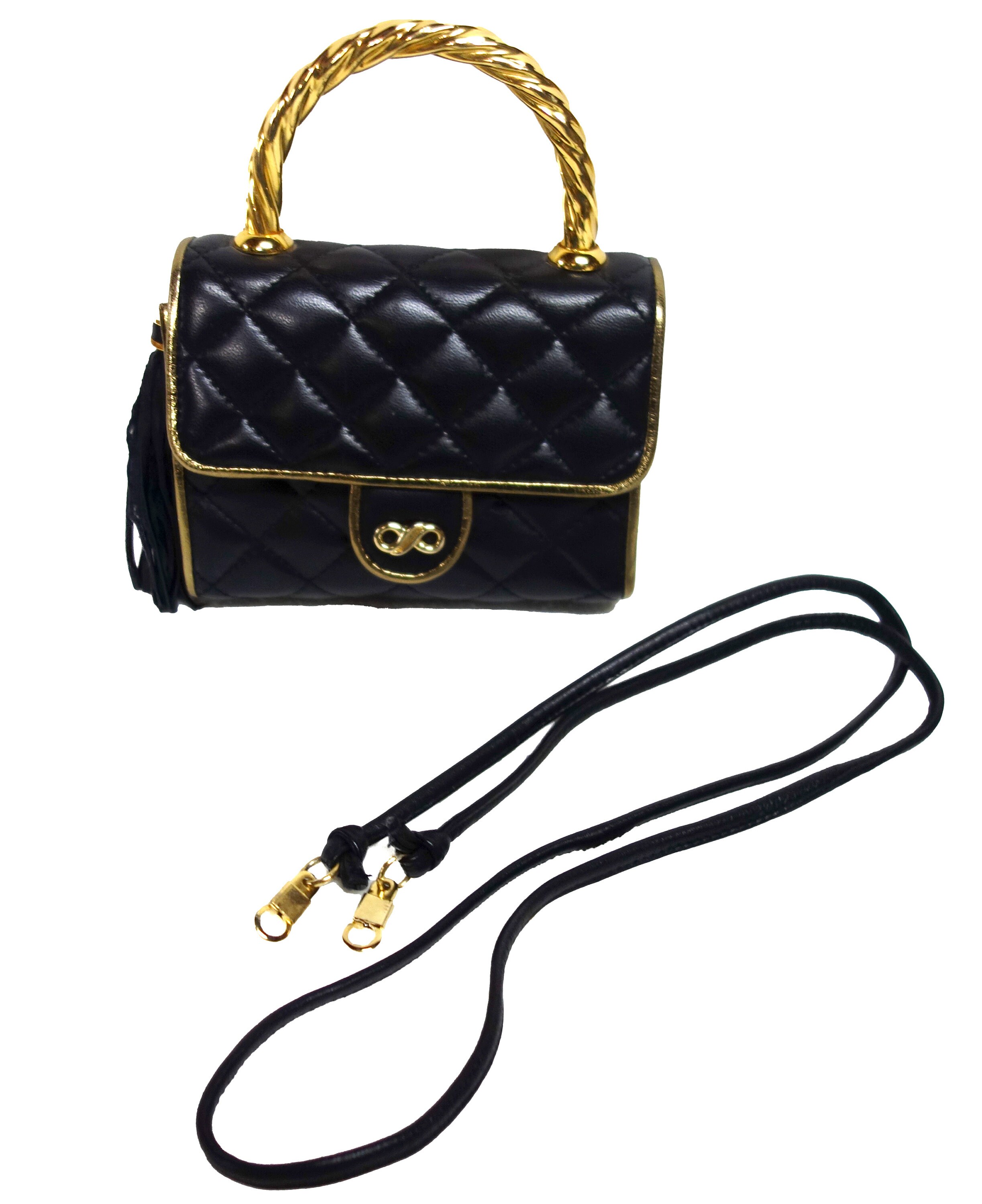 KORET Black Quilted Leather Petite Handbag Etsy