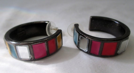 Yves Saint Laurent Vtg Mondrian Inspired Hoop Ear… - image 6