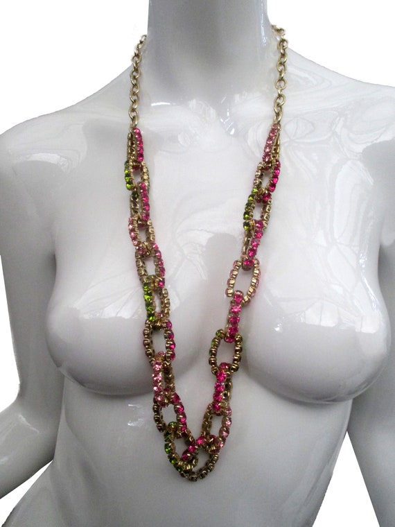 Loulou de la FALAISE Long Rhine-stone Necklace