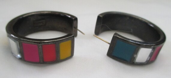 Yves Saint Laurent Vtg Mondrian Inspired Hoop Ear… - image 5