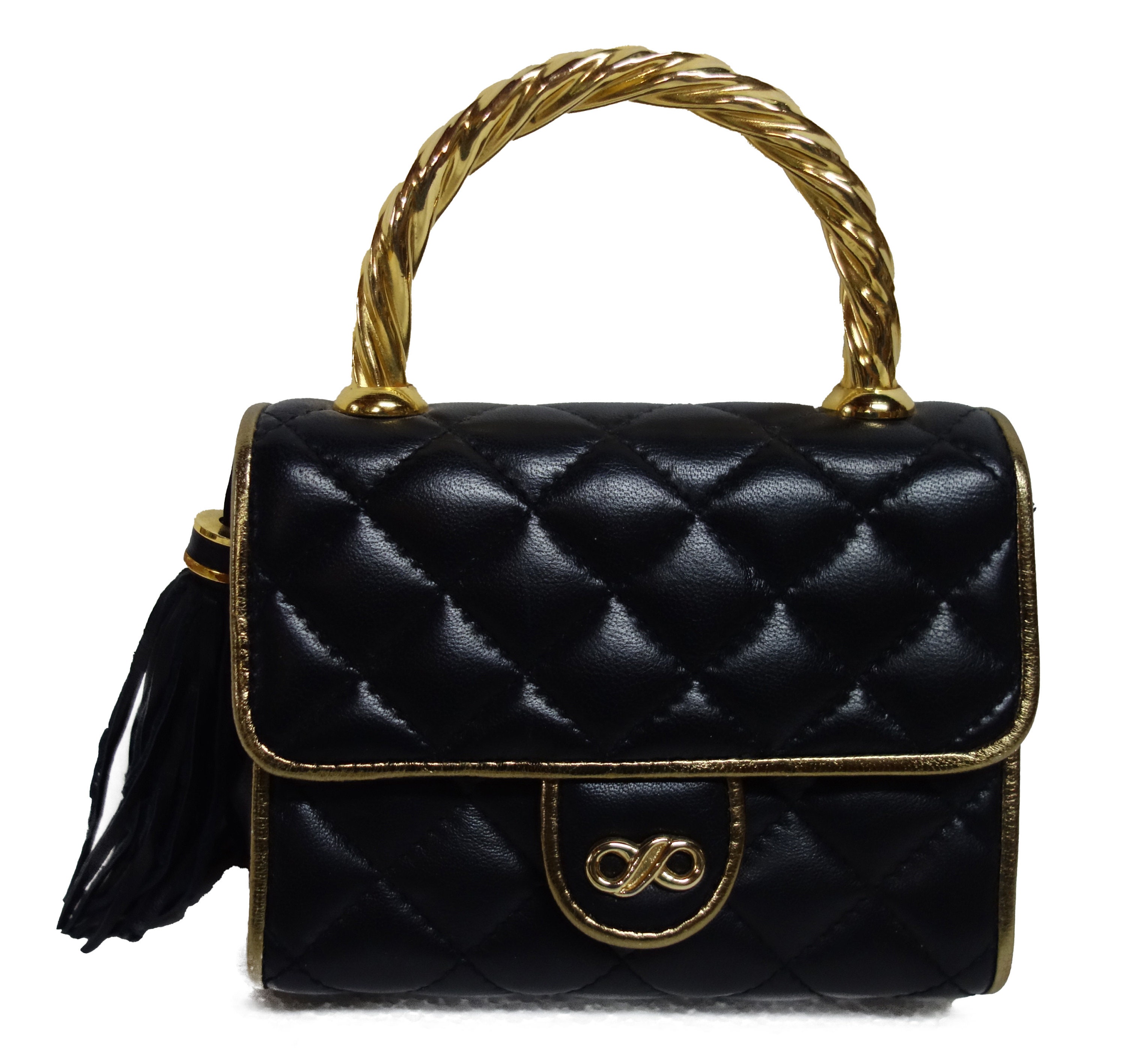 KORET Black Quilted Leather Petite Handbag Etsy