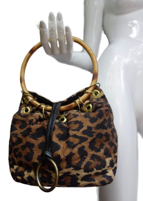 ROGER VAN S 60s Animal Print Fabric Purse with Rou