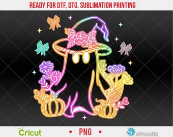Cute Colorful Neon Ghost PNG, Halloween Boo Bow Png, Neon Halloween Png, Boo Ghost Shirt Png, Cute Boo Halloween, DTF, Sublimation Design