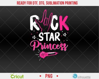 Womens Rockstar Birthday Girl Rock Star Princess Party Music PNG, DTF, Sublimation Design