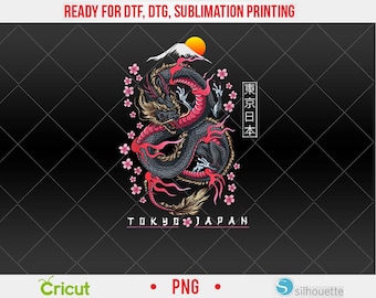Japoński Estetyczny Smok Tokio Japonia Manga Anime Azjatycki PNG, DTF, Projekt Sublimacji