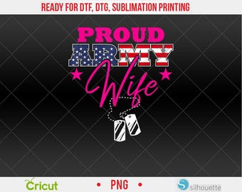 Dumna żona żołnierza flaga USA Żona żołnierza PNG, DTF, projekt sublimacji