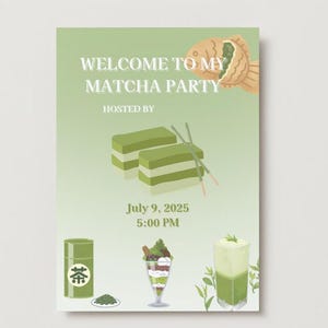 Matcha Themed Party Invitation Template
