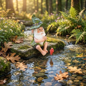 Miniaturowa figurka krasnala rybaka, dekoracja ogrodu wróżek, figurka rybaka, akcesorium do oczka wodnego, ozdoba do doniczki, prezent dla ogrodnika