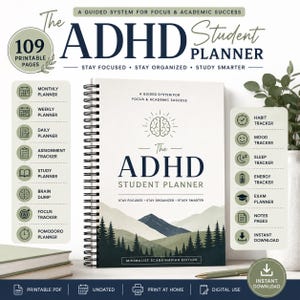 ADHD Student Planner Printable PDF | Undated Academic Planner | Study Planner | Executive Function Workbook | College Planner